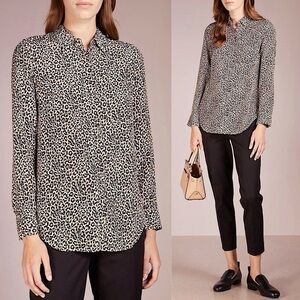 J. Crew Silk Leopard Print Button Up Top